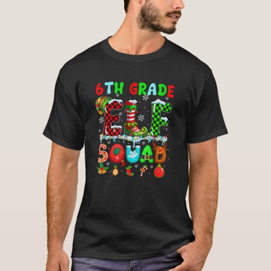 Klas 6 Elf Squad Kerst Kleurrijke Leraar Stud T-shirt (Voorkant)