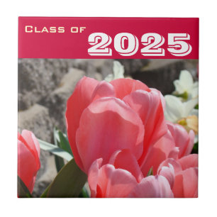 Klas cadeaus Afstudeer Tegels Kunst Roze Tulpen Tegeltje