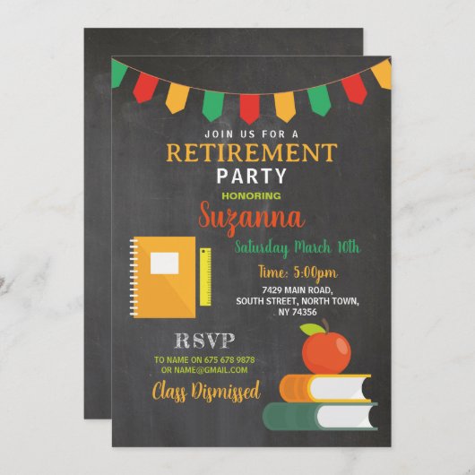 Klas ontslagen Pensioenfeest Leraar Kaart (Voorkant / Achterkant)