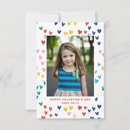 Klas Valentijnskaart met regenboog harten foto Bedankkaart (Voorkant)