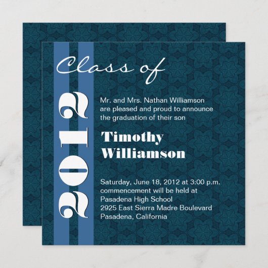 Klas van 2012 Blauw en Wit Wijzig in elk jaar Aankondiging (Voorkant / Achterkant)