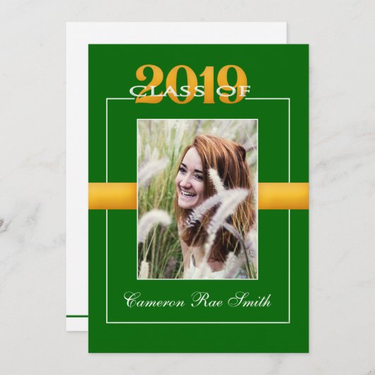 Klas van 2019 Groene en Gele Afstudeerfeest Kaart (Voorkant / Achterkant)