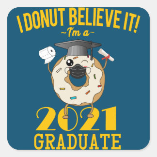 Klas van 2021 Donut Meme Grappige Afstuderen Vierkante Sticker