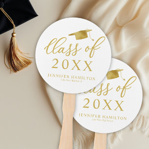 Klas van 2021 Elegant Goud Wit Afstuderen Handwaaier