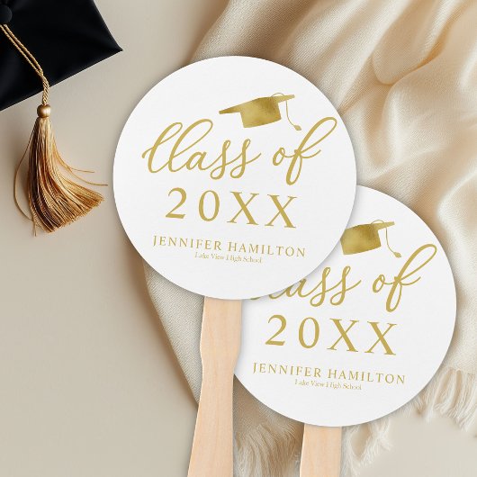 Klas van 2021 Elegant Goud Wit Afstuderen Handwaaier
