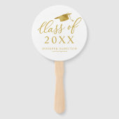 Klas van 2021 Elegant Goud Wit Afstuderen Handwaaier (Achterkant)