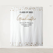 Klas van 2021 Gouden Confetti achtergrond graduati Wandkleed (Voorkant)