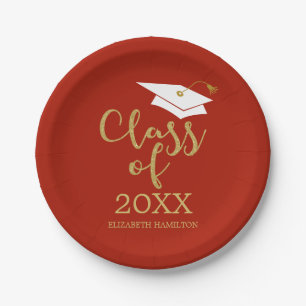 Klas van 2021 Gouden Glitter Calligrafie Rood Papieren Bordje