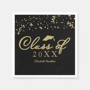 Klas van 2021 Gouden Script Afstudeerfeest Zwart Servet