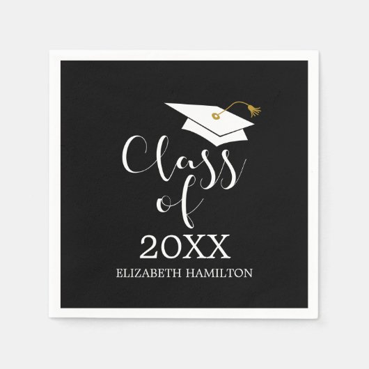 Klas van 2021 Grad Cap Chic Calligrafie Servet (Voorkant)