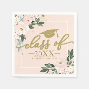 Klas van 2021 Roze Blush Bloemstuk Afstudeerfeest Servet