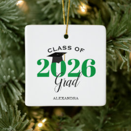 Klas van 2022 afgestudeerd modern groen en zwart keramisch ornament