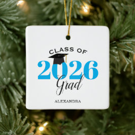 Klas van 2022 afgestudeerd modern lichtblauw keramisch ornament
