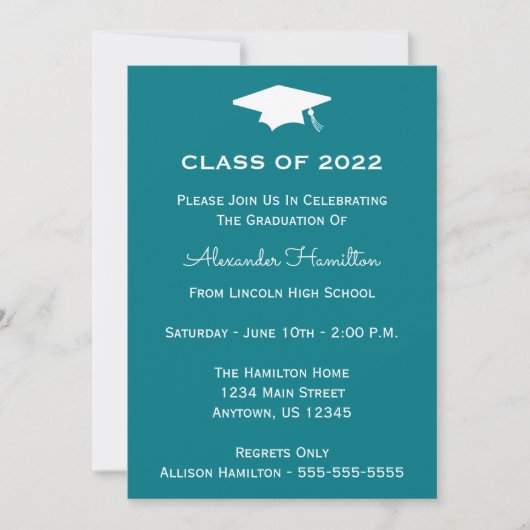 Klas van 2022 Afstudeeruitnodiging (Turquoise) Kaart (Voorkant)