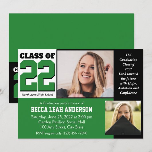 Klas van 2022 hoop en vertrouwen groen kaart (Voorkant / Achterkant)