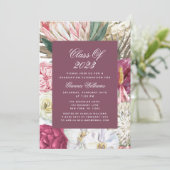 Klas van 2022 Waterverf Bloem Foto Afstuderen Kaart (Staand voorkant)