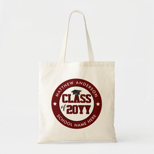 Klas van 2023 Bordeauxrood Afgestudeerd Afstuderen Tote Bag (Voorkant)