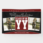 Klas van 2023 Burgundy Rode Afstudeerfoto Spandoek (Horizontaal)