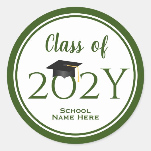 Klas van 2023 Elegant Bosgroene Afstuderen Ronde Sticker (Voorkant)