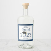 Klas van 2023 Elegante Navy Blue Afstudeerfeest Likeurfles Etiket (Voorkant)