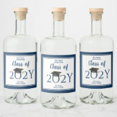 Klas van 2023 Elegante Navy Blue Afstudeerfeest Likeurfles Etiket (Flessen)