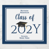 Klas van 2023 Elegante Navy Blue Afstudeerfeest Likeurfles Etiket (Enkel label)