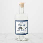 Klas van 2023 Elegante Navy Blue Afstudeerfeest Likeurfles Etiket (Voorkant)