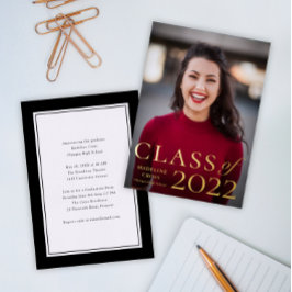 Klas van 2023 Foto Afstudeer Goud  Folie Uitnodiging