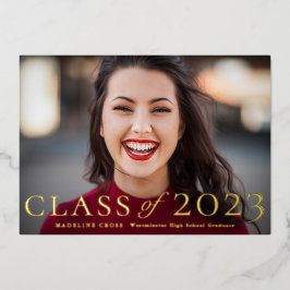Klas van 2023 Foto Afstuderen Goud Folie Uitnodiging
