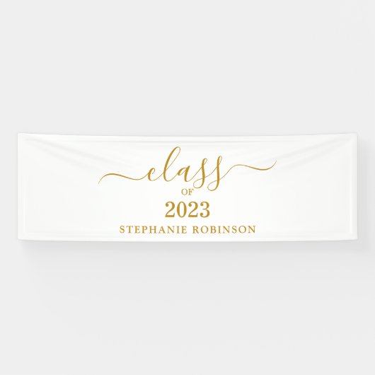 Klas van 2023 Gouden Script Minimalistische Afstud Spandoek (Horizontaal)