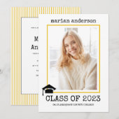 Klas van 2023 schrijfmachine gele afstudeerfoto kaart (Voorkant / Achterkant)