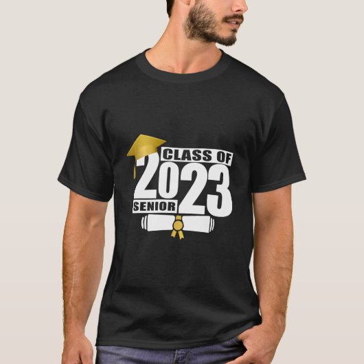 Klas van 2023 Senior Certificaat Diploma Afstudere T-shirt (Voorkant)