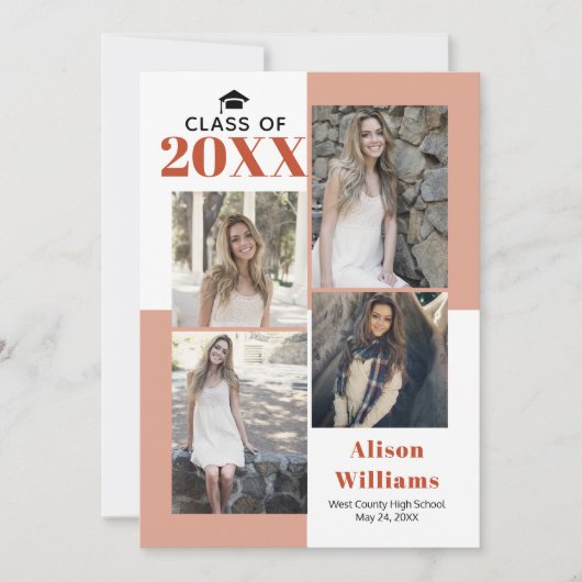 Klas van 2023 terracotta foto afstuderen aankondiging (Voorkant)