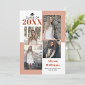 Klas van 2023 terracotta foto afstuderen aankondiging (Staand voorkant)