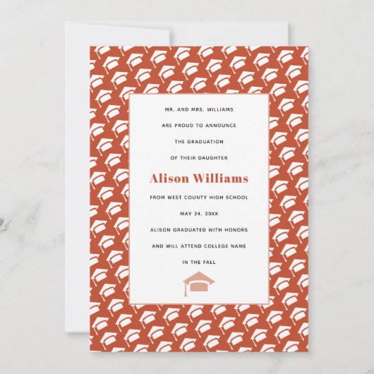 Klas van 2023 terracotta foto afstuderen aankondiging (Achterkant)