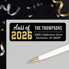 Klas van 2023 Zwarte Gouden Afstudeer Retouradres Etiket