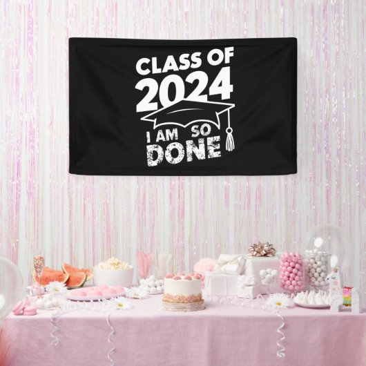 Klas van 2024 Afgestudeerd Afstuderend Grappig Afg Spandoek (Feest)