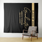 Klas van 2024 Black Gold Naam Afstudeerbackdrop Wandkleed (In Situ (horizontaal))