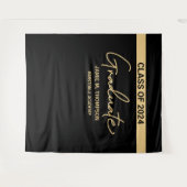 Klas van 2024 Black Gold Naam Afstudeerbackdrop Wandkleed (Voorkant (horizontaal))