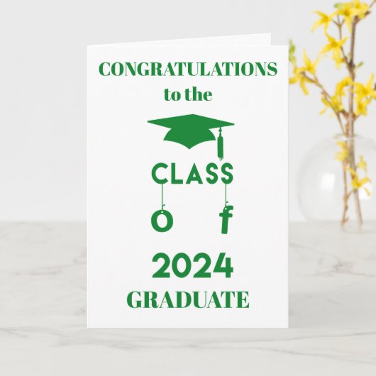 Klas van 2024 - Gefeliciteerd Afgestudeerd - Groe Kaart (Gele Bloem)