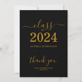 Klas van 2024 Goud Zwart Afstudeer Bedankkaart