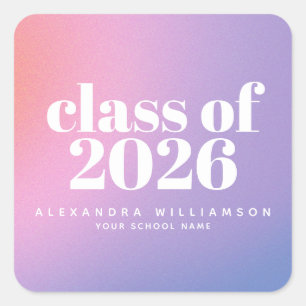Klas van 2024 Paarse Gradiënt Aangepaste Afstudere Vierkante Sticker
