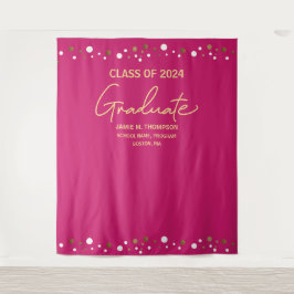 Klas van 2024 Roze achtergrond afstuderen Wandkleed