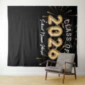 Klas van 2024 Schoolnaam Gouden Afstudeerfeest Wandkleed (In Situ (horizontaal))
