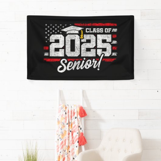 Klas van 2025 Afstudeer Amerikaanse Vlag Senior 20 Spandoek (Insitu)