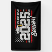 Klas van 2025 Afstudeer Amerikaanse Vlag Senior 20 Spandoek (Verticaal)