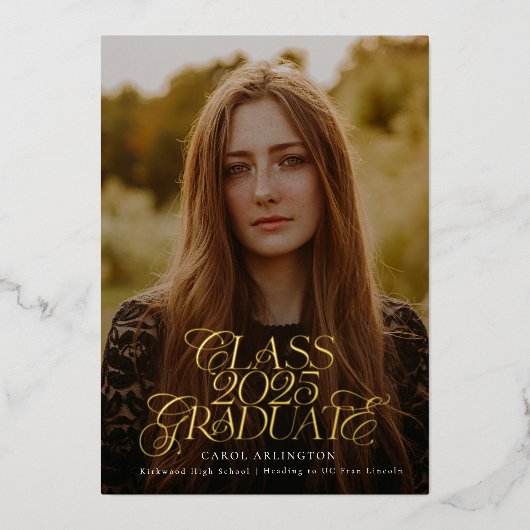 KLAS VAN 2025 AFSTUDEREN middelbare school afstude Folie Uitnodiging (Voorkant)