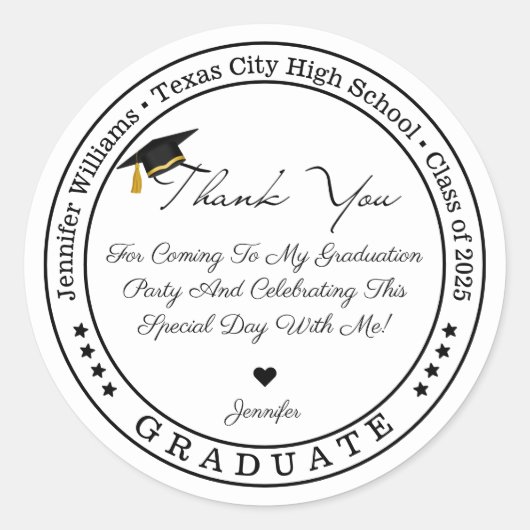 klas van 2025, afstuderen modern bedankt  ronde sticker (Voorkant)