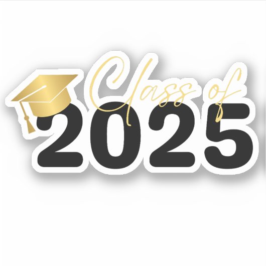 klas van 2025, afstuderen zwart goud  sticker (Voorkant)