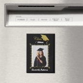 Klas van 2025 Black Gold Cap Brush Script Foto Magneet (Insitu (Vaatwasser))